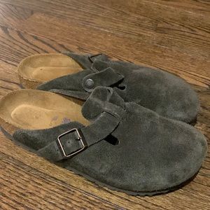 Birkenstock Dark Green Suede Mules